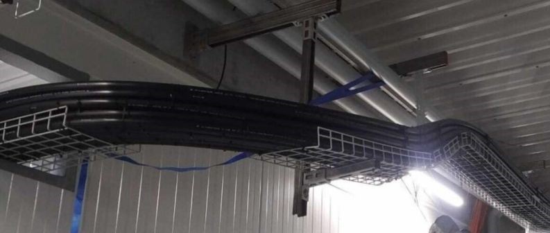 Pipes installation at fish farm
